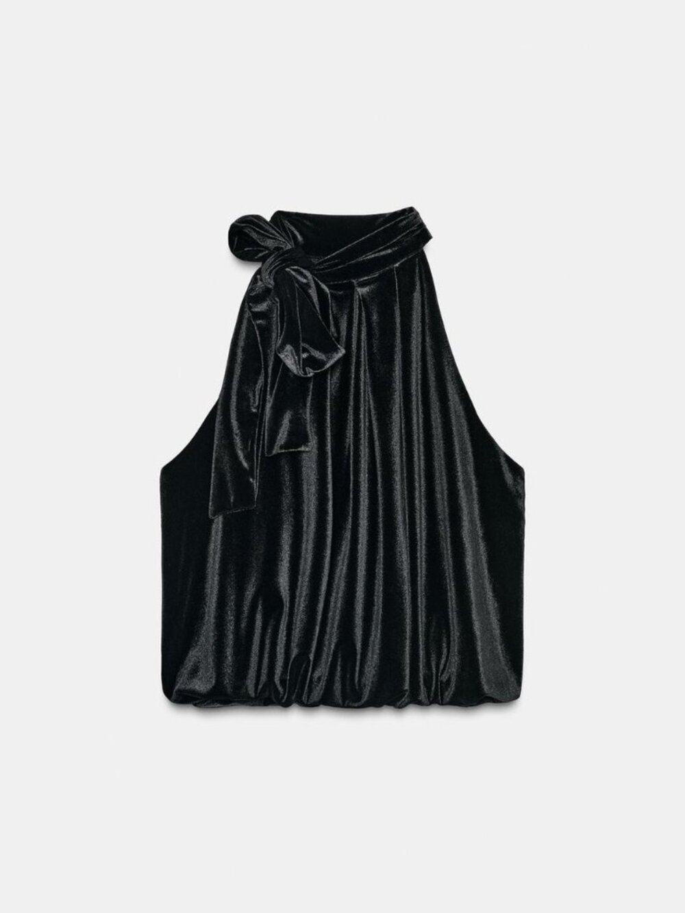 NWT Zara Black Velvet Bow Balloon Sleeve Top Party - Picture 3 of 3